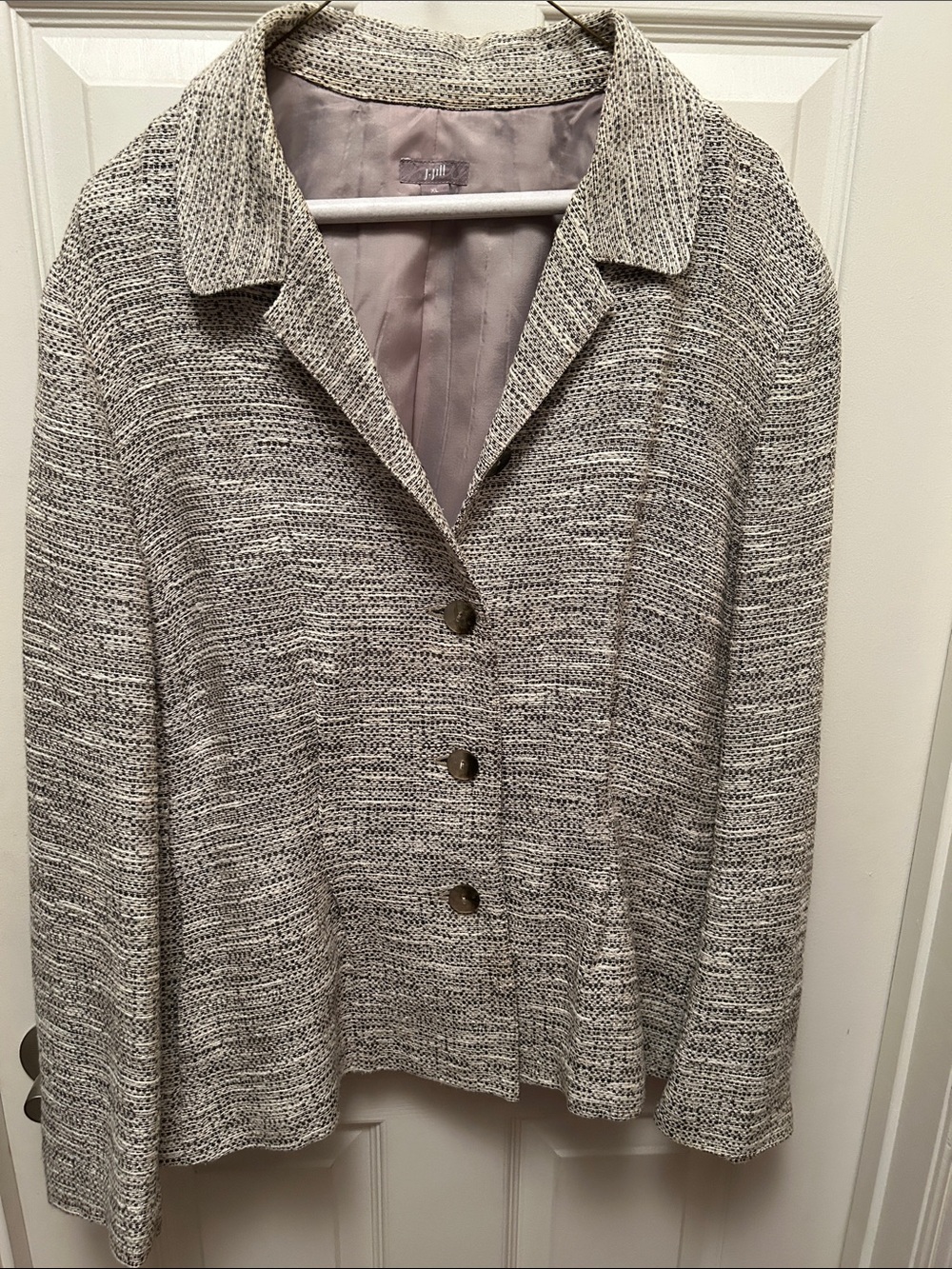 J. Jill Neutral Heathered Gray Knit Blazer